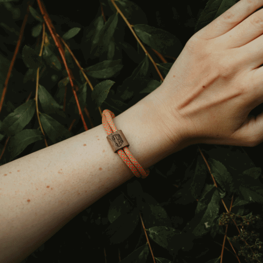 Armband Kona Camper Van Bulli Holz Nuss Paracord Segeltau Band lagoon Größe S, M, L mit Schiebeknoten Geschenkidee