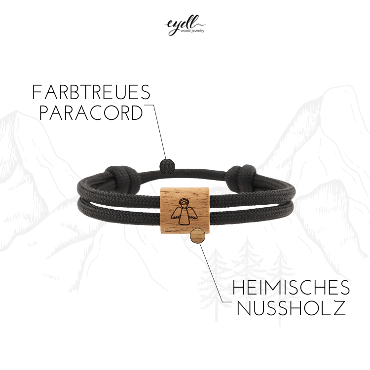 Armband Paracord Segeltau Kona Engel farbtreues Paracrod und heimisches Nussholz