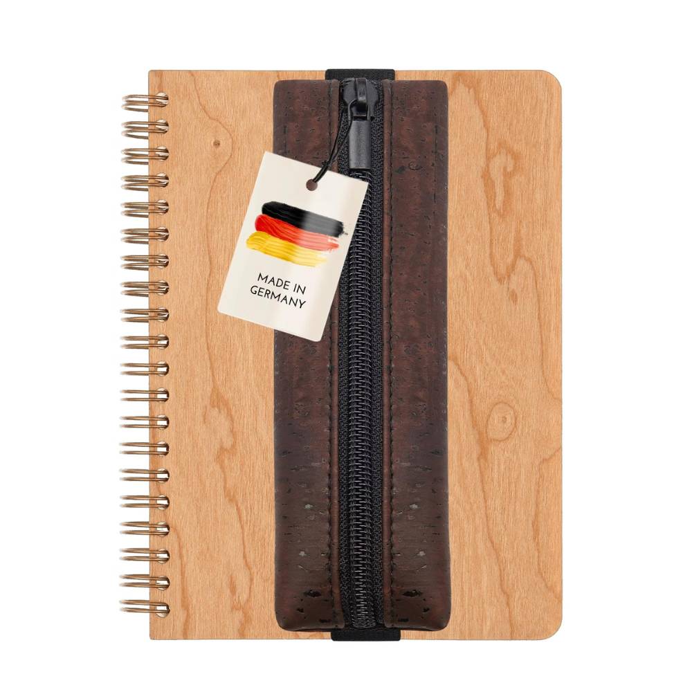Notizbuch + Stiftetui Set | Kirschholz