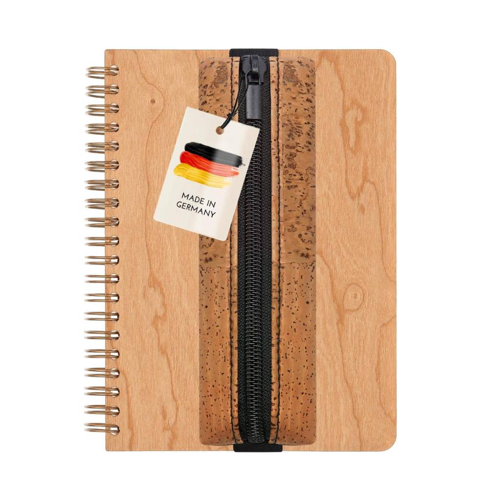 Notizbuch + Stiftetui Set | Kirschholz