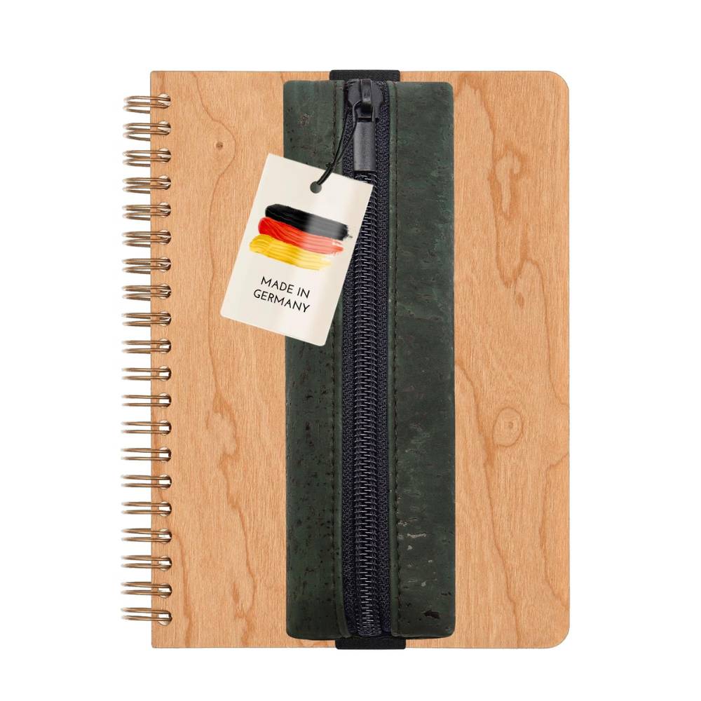 Notizbuch + Stiftetui Set | Kirschholz