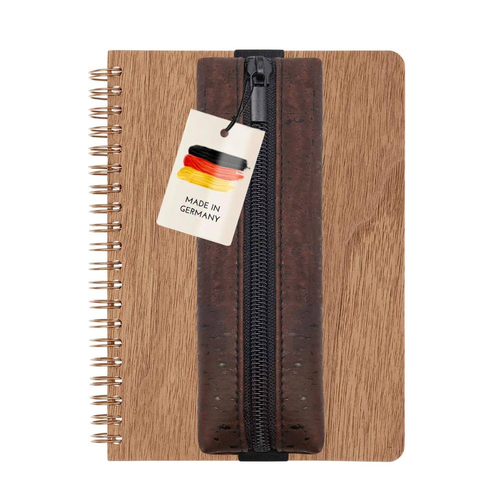 Notizbuch + Stiftetui Set | Nussholz