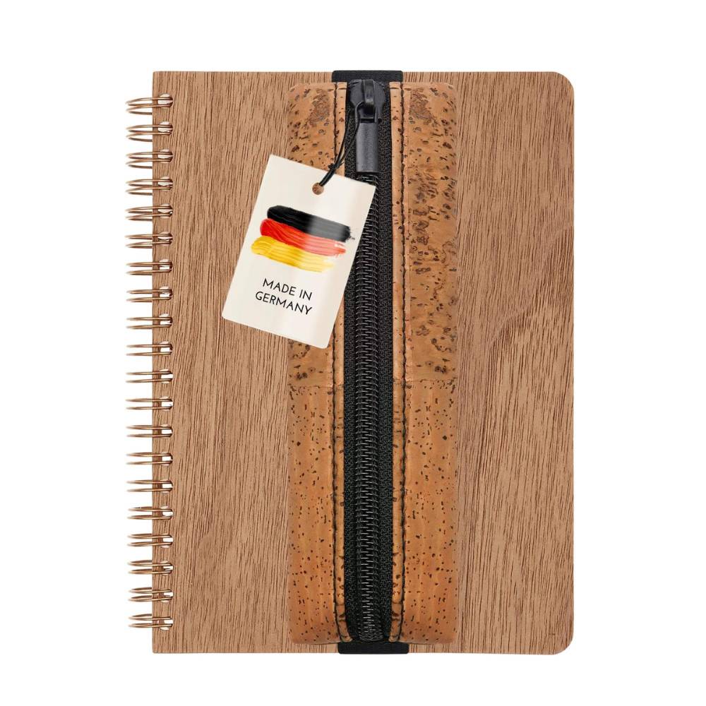 Notizbuch + Stiftetui Set | Nussholz