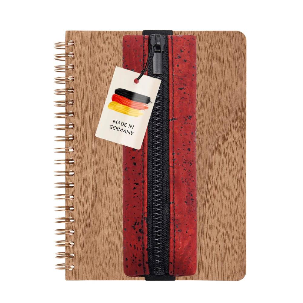 Notizbuch + Stiftetui Set | Nussholz
