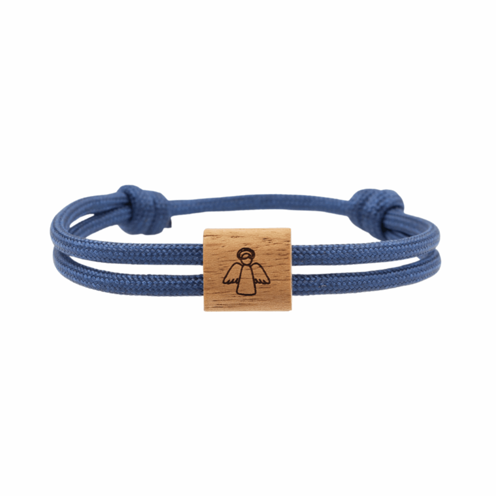 Armband Paracord Segeltau Kona Engel, farbtreues Paracord dunkelblau und heimisches Nussholz