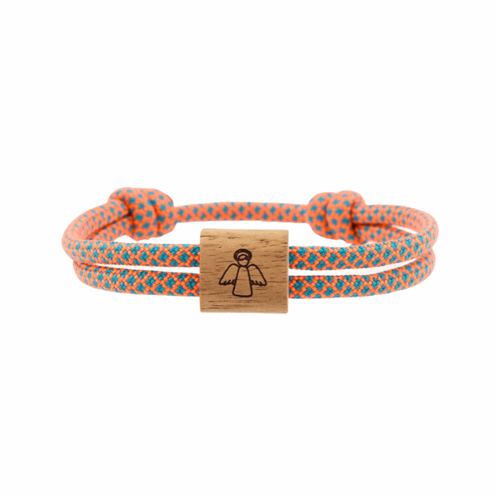 Armband Paracord Segeltau Kona Engel, farbtreues Paracord lagoon und heimisches Nussholz