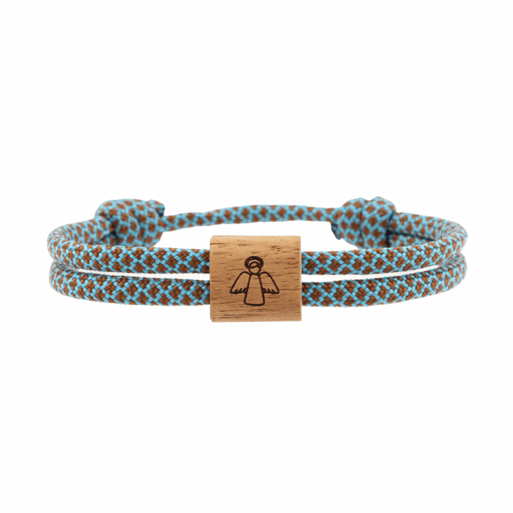 Armband Paracord Segeltau Kona Engel, farbtreues Paracord ocean und heimisches Nussholz