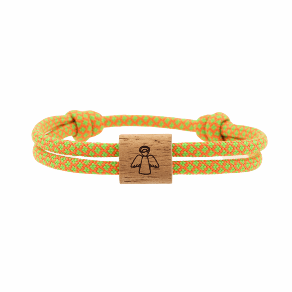 Armband Paracord Segeltau Kona Engel, farbtreues Paracord yellowstone und heimisches Nussholz