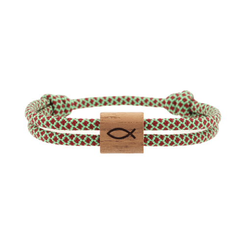 Armband Paracord Segeltau Kona Fisch, farbtreues Paracord jungle und heimisches Nussholz