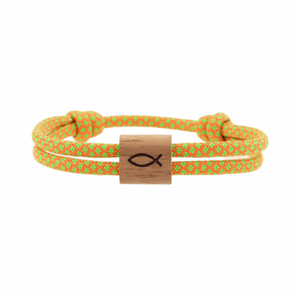 Armband Paracord Segeltau Kona Fisch, farbtreues Paracord yellowstone und heimisches Nussholz