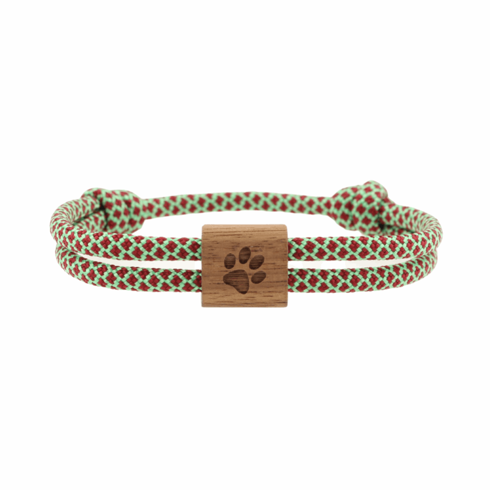 Armband Kona Pfote Holz Nuss Paracord Segeltau Band jungle Größe S, M, L mit Schiebeknoten