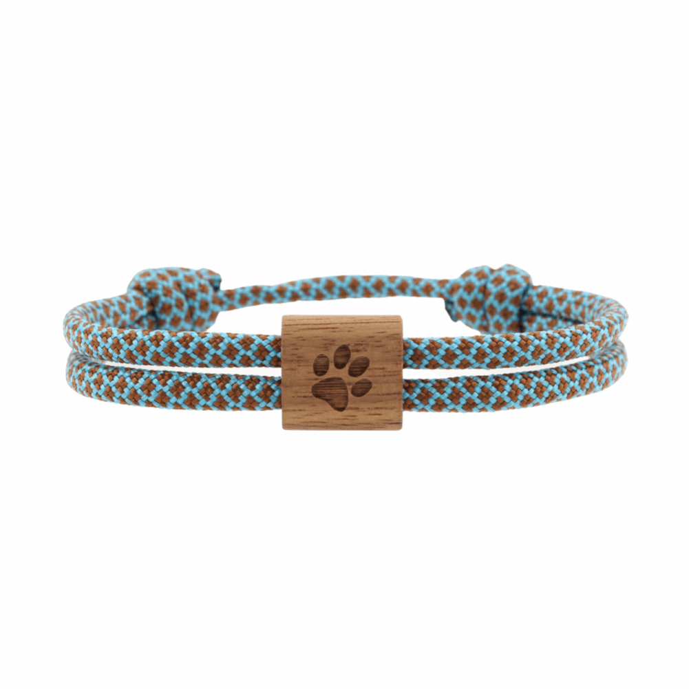 Armband Kona Pfote Holz Nuss Paracord Segeltau Band ocean Größe S, M, L mit Schiebeknoten