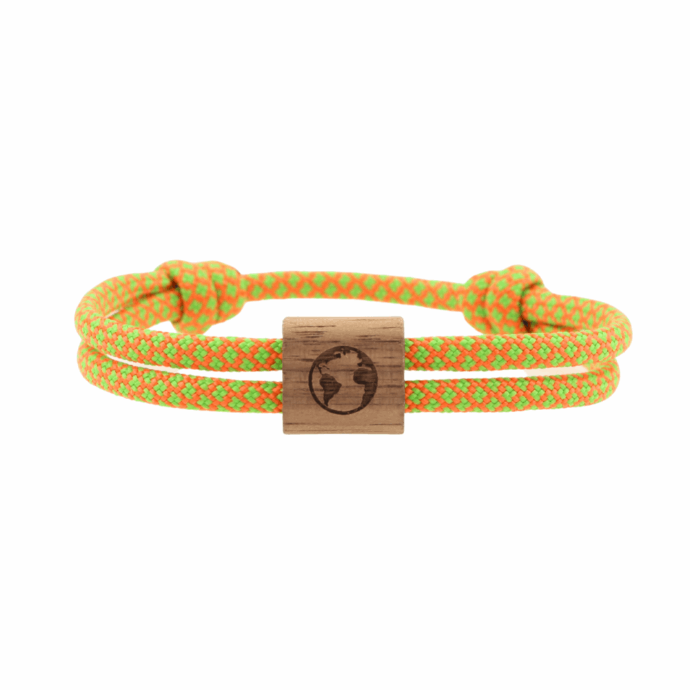 Armband Kona Weltkugel Holz Nuss Paracord Segeltau Band yellowstone Größe S, M, L mit Schiebeknoten