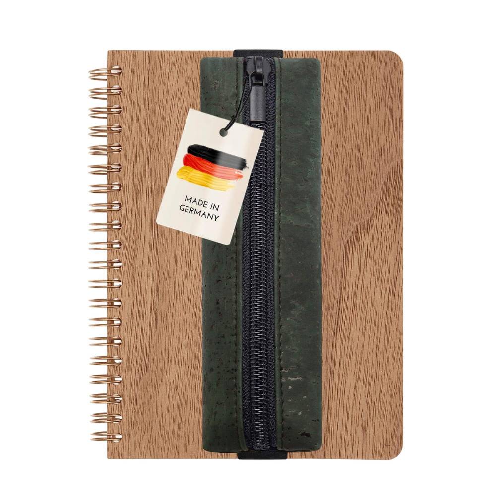 Notizbuch + Stiftetui Set | Nussholz
