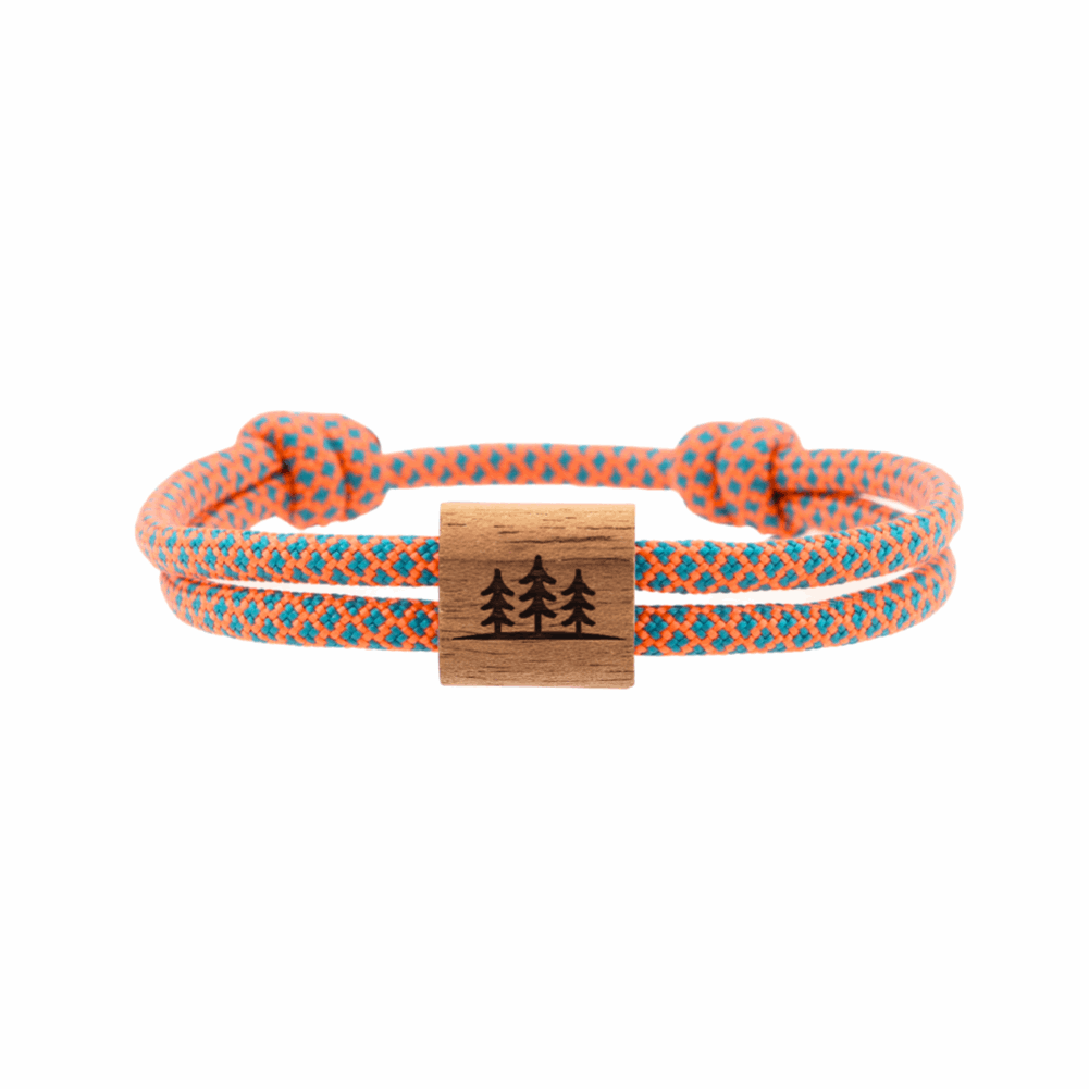 Armband Kona Bäume Holz Nuss Paracord Segeltau Band lagoon Größe S, M, L mit Schiebeknoten