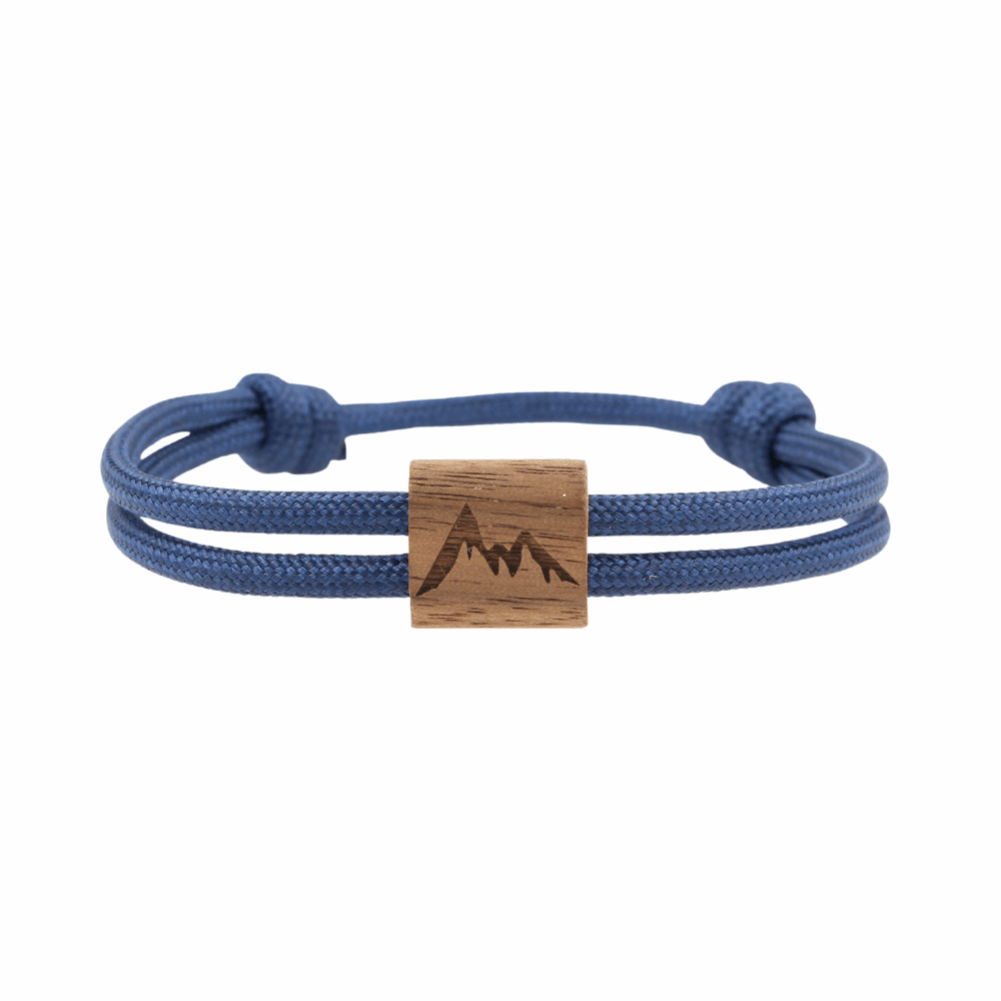 Armband Kona Berg Holz Nuss Paracord Segeltau Band dunkelblau Größe S, M, L mit Schiebeknoten