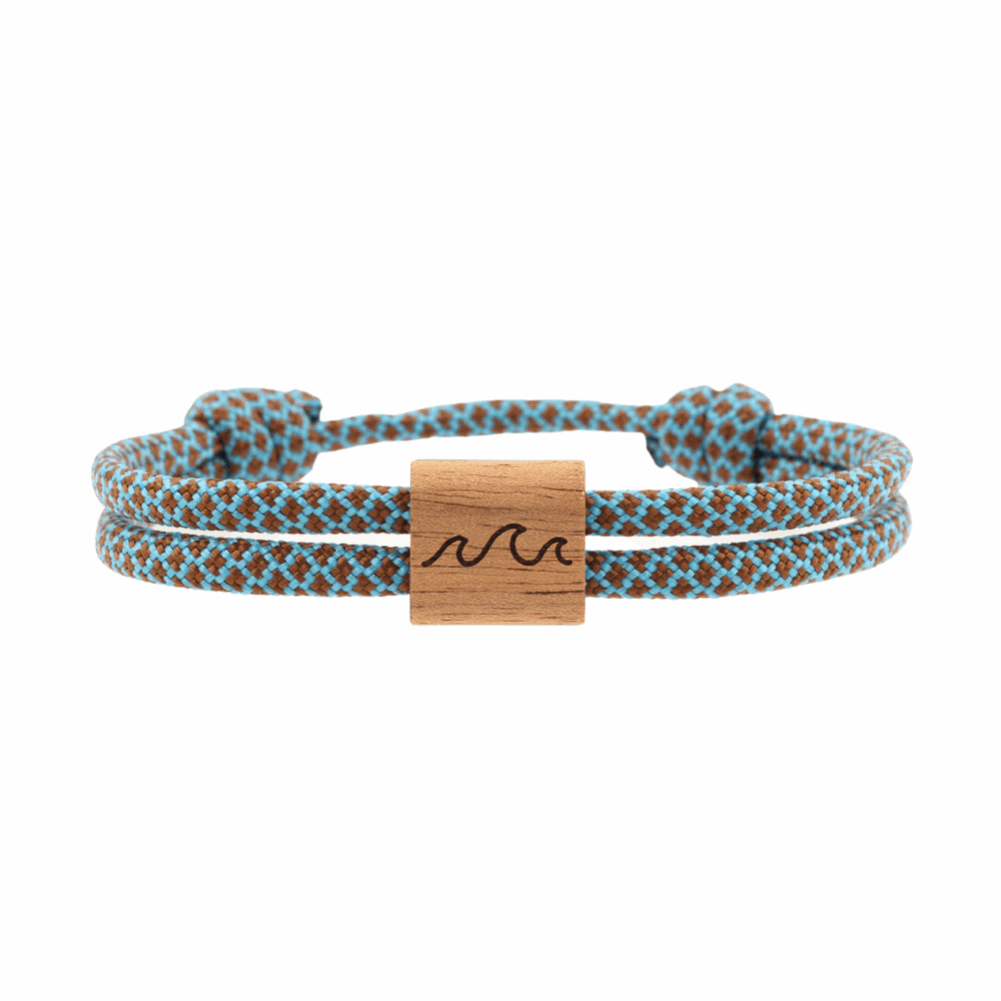 Armband Kona Welle Holz Nuss Paracord Segeltau Band ocean Größe S, M, L mit Schiebeknoten